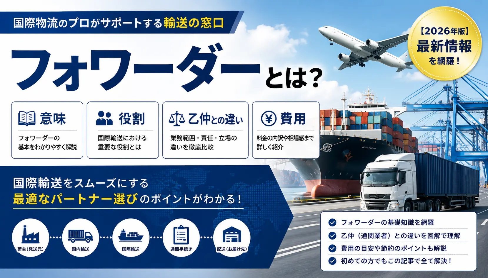 フォワーダーとは？意味・役割・乙仲との違い・費用まで徹底解説 2026年版