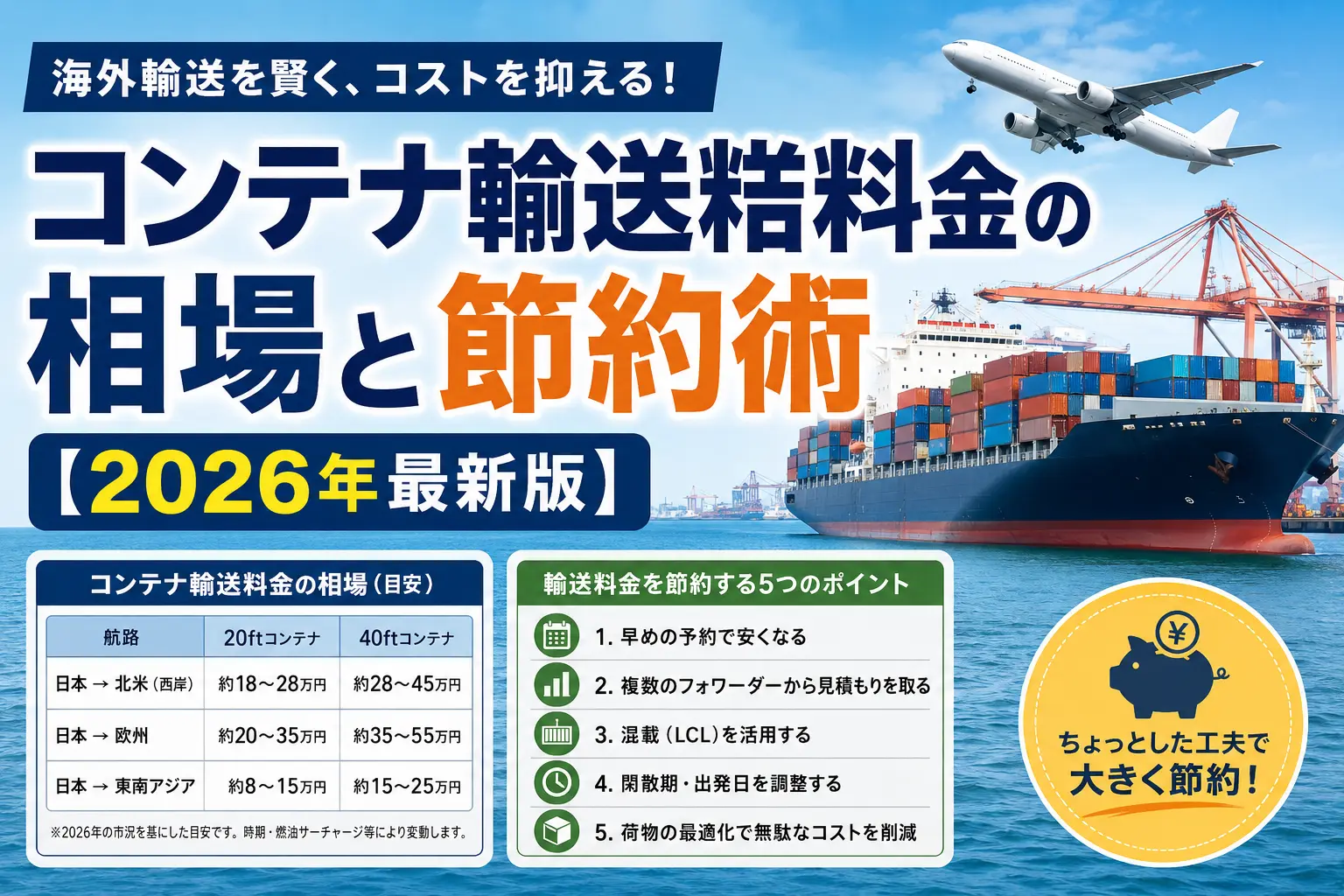コンテナ輸送料金の相場と節約術【2026年最新版】